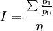 I=\frac{\sum\frac{p_1}{p_0}}{n}