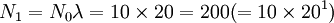 N_1=N_0\lambda=10\times 20=200(=10\times 20^1)