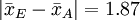 |\bar{x}_E-\bar{x}_A|=1.87