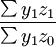 \frac{\sum y_1z_1}{\sum y_1z_0}