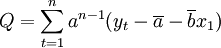 Q=\sum_{t=1}^n a^{n-1}(y_t-\overline{a}-\overline{b}x_1)