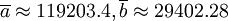 \overline{a}\approx119203.4,\overline{b}\approx29402.28