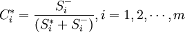 C_i^{*}=\frac{S_i^{-}}{(S_i^{*}+S_i^{-})},i=1,2,\cdots,m