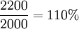 \frac{2200}{2000}=110%
