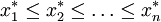 x_1^*\le x_2^*\le\ldots\le x_n^*