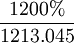 \frac{1200%}{1213.045}
