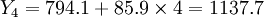 Y_4=794.1+85.9\times4=1137.7