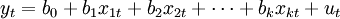 y_t=b_0+b_1x_{1t}+b_2x_{2t}+\cdots+b_kx_{kt}+u_t