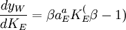 \frac{dy_W}{dK_E}=\beta a_E^aK_E^(\beta-1)