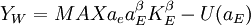 Y_W=MAXa_ea_E^\beta K_E^\beta-U(a_E)