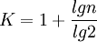K=1+\frac{lg n}{lg 2}