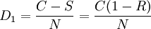 D_1=\frac{C - S}{N}=\frac{C(1-R)}{N}