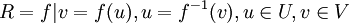 R={f|v=f(u),u=f^{-1}(v),u \in U,v \in V}