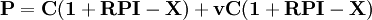 \mathbf{P=C(1+RPI-X)+vC(1+RPI-X)}