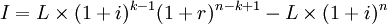 I=L\times(1+i)^{k-1}(1+r)^{n-k+1}-L\times(1+i)^n