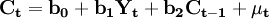 \mathbf{C_t=b_0+b_1 Y_t+b_2 C_{t-1}+\mu_t}