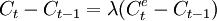 C_t-C_{t-1}=\lambda(C^e_t-C_{t-1})