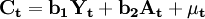 \mathbf{C_t=b_1 Y_t+b_2 A_t+\mu_t}
