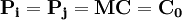 \mathbf{P_i=P_j=MC=C_0}