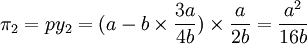 \pi_2=py_2=(a-b \times \frac{3a}{4b}) \times \frac{a}{2b}=\frac{a^2}{16b}