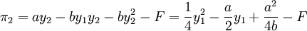 \pi_2=ay_2-by_1y_2-by_2^2-F=\frac{1}{4}y_1^2 - \frac{a}{2}y_1 + \frac{a^2}{4b} - F