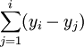 \sum_{j=1}^i(y_i-y_j)
