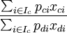 \frac{ \sum_{i \in I_c} p_{ci} x_{ci}}{ \sum_{i \in I_c} p_{di} x_{di}}