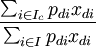 \frac{\sum_{i \in I_c} p_{di} x_{di}}{\sum_{i \in I} p_{di} x_{di}}
