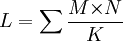 L=\sum{\frac{M{\times}N}{K}}