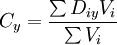 C_y=\frac{\sum D_{iy}V_i} {\sum V_i}