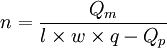 n=\frac{Q_m}{l\times w\times q-Q_p}