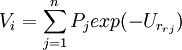 V_i = \sum_{j=1}^n P_j exp(- U_{r_{rj}})
