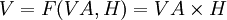 V=F(VA,H)=VA \times H