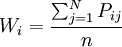 W_i=\frac{\sum_{j=1}^N P_{ij}}{n}