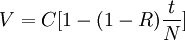 V=C[1-(1-R)\frac{t}{N}]