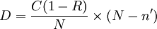 D=\frac{C(1-R)}{N} \times (N - n')