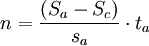 n=\frac{(S_a-S_c)}{s_a} \cdot t_a
