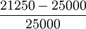 \frac{21250-25000}{25000}