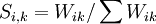 S_{i,k}=W_{ik}/\sum W_{ik}