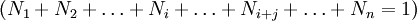 (N_1+N_2+\ldots+N_i+\ldots+N_{i+j}+\ldots+N_n=1)