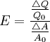 E=\frac{\frac{\triangle Q}{Q_0}}{\frac{\triangle A}{A_0}}