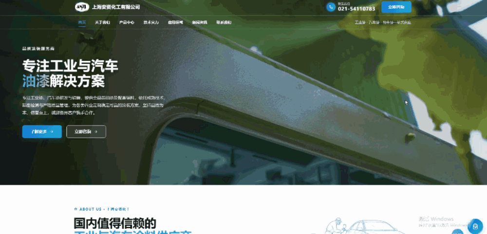上海安资化工官网设计效果动态展示