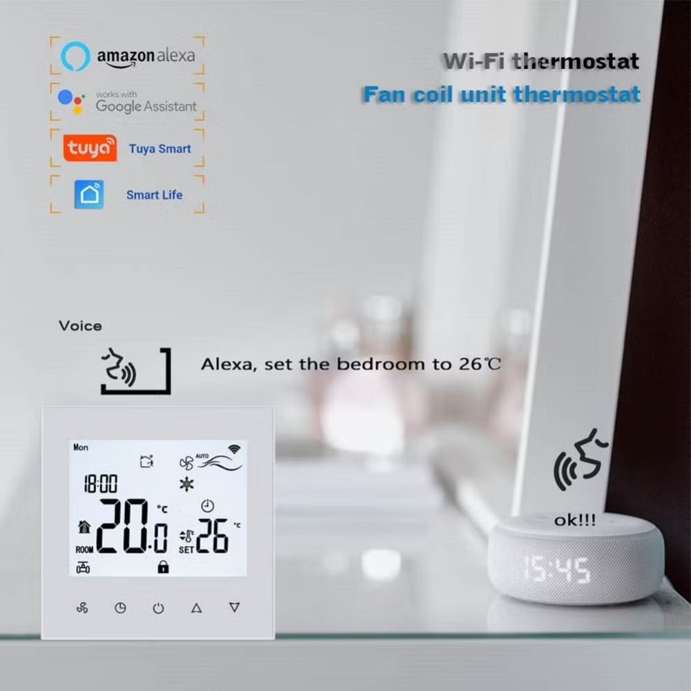 Smart Tuya WiFi Thermostat 2/4 Pipe Digital Programmable Fan Coil Temperature Controller Intelligent Wall Thermostat