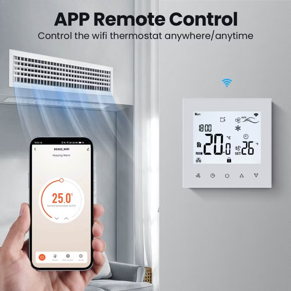 Smart Tuya WiFi Thermostat 2/4 Pipe Digital Programmable Fan Coil Temperature Controller Intelligent Wall Thermostat