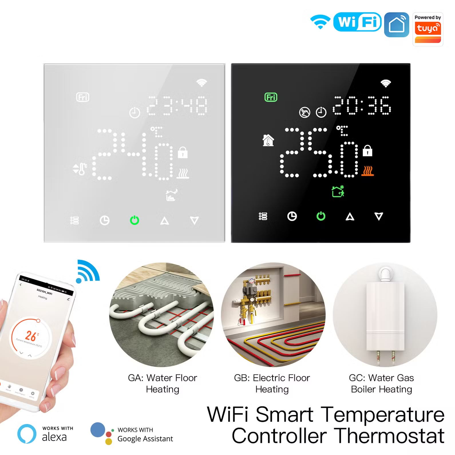 WiFi-Connected Underfloor Heating Thermostat with Tuya APP Features