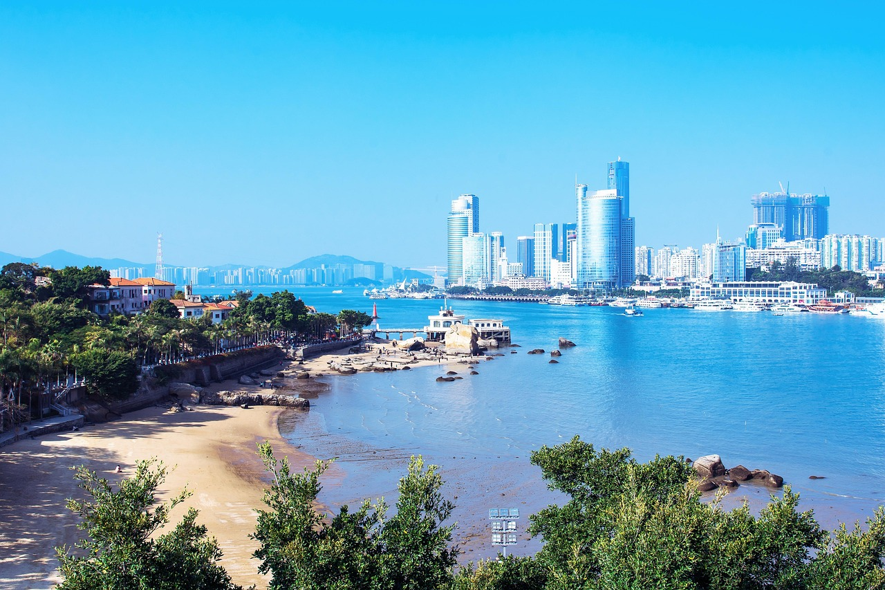 Xiamen, China, City, Sea, Blue, Sky