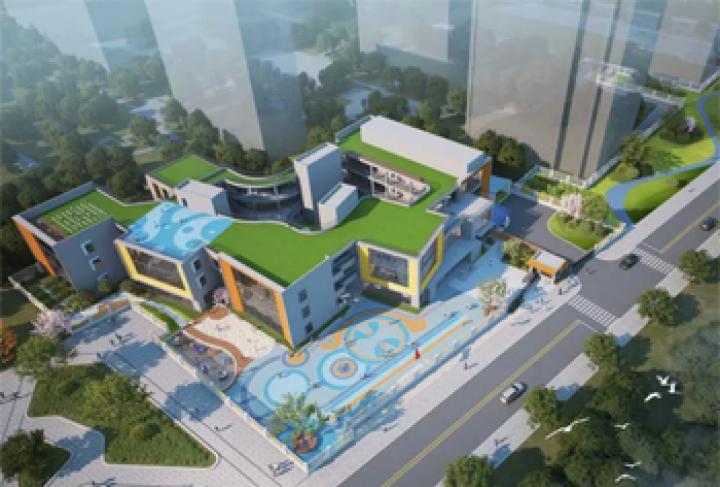 幼儿园围墙上的张力电子围栏