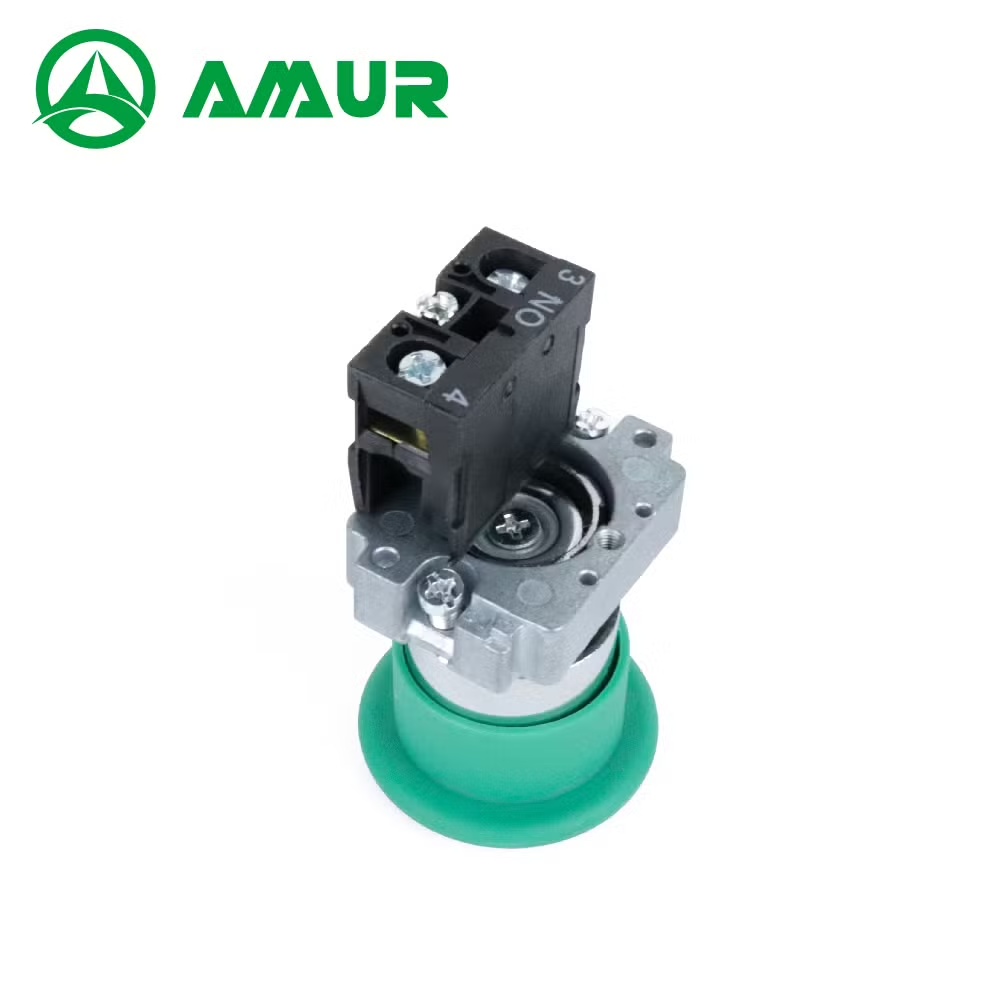 Amur Xb2 Series Green Mushroom Flat Head Momentary Push Button Switch