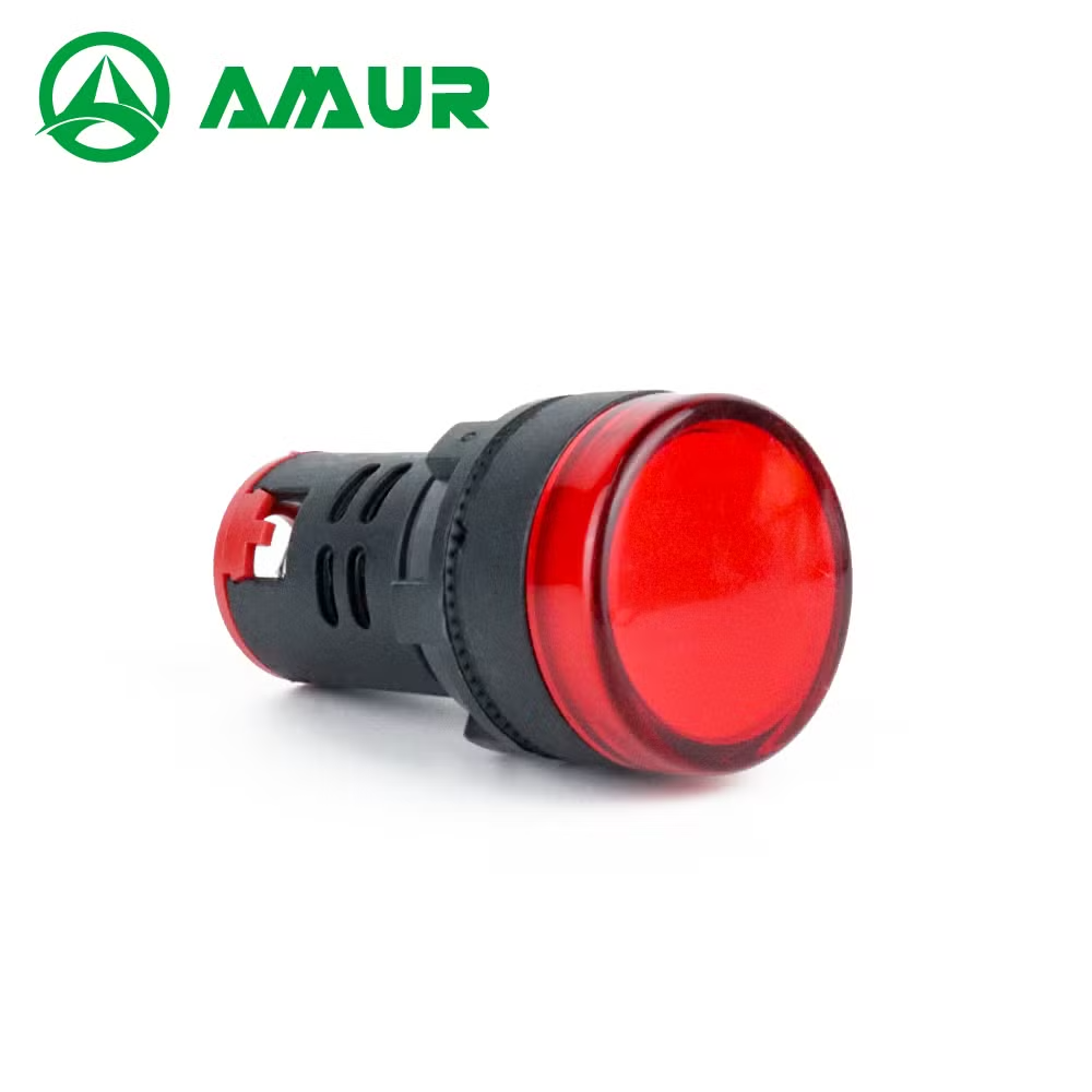 Amur Red Color Indicator Light 22mm Flat Head Illumination Plastic Signal Light