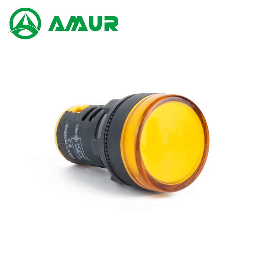 Amur Yellow Color Indicator Light 22mm Flat Head Illumination Plastic Signal Light